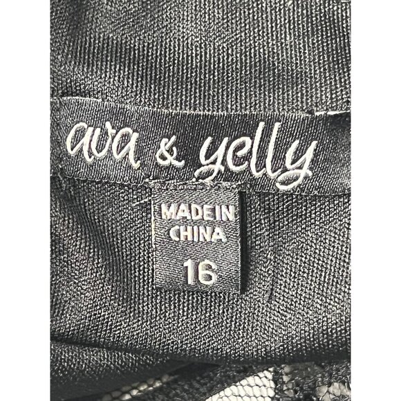 Ava & Yelly Black White Striped Cold-Shoulder Dress Lace Neckline Fit & Flare Si - Picture 13 of 16